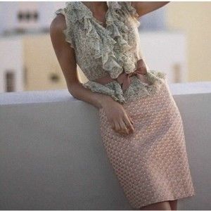 Leifsdottir Anthropologie Women's Skirt Pink & Champagne Tapestry Size 10